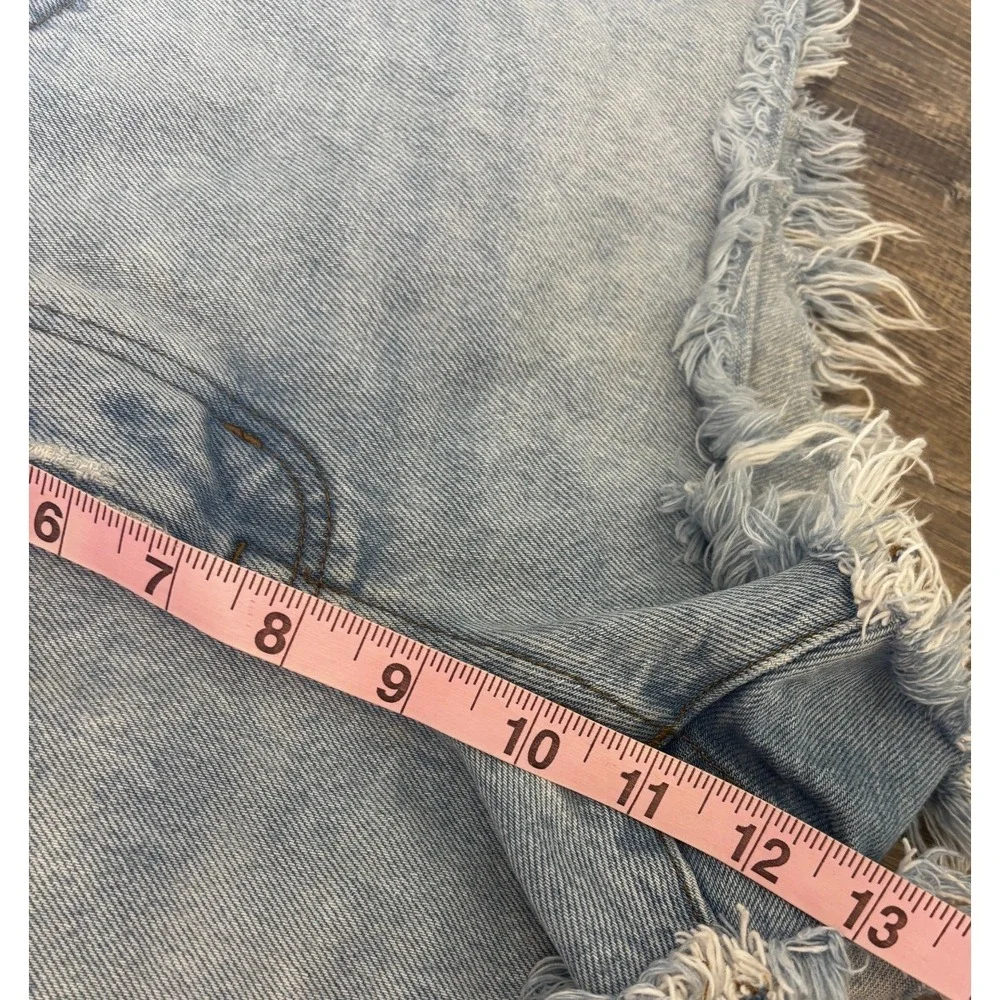 Madewell Distressed 100% Cotton Relaxed‎ Denim Cutoff Shorts Raw Hem Size 27 - Picture 5 of 6